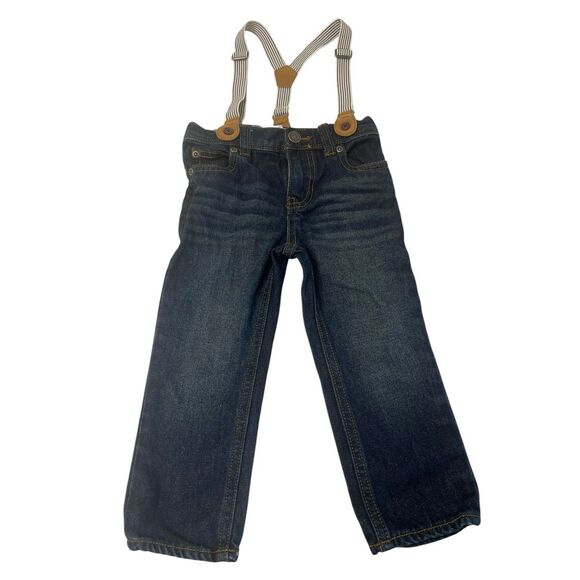 Carter’s 2T Toddler Jeans Suspenders Blue Denim Pants Unisex Kidswear Fall Fit - Picture 1 of 10